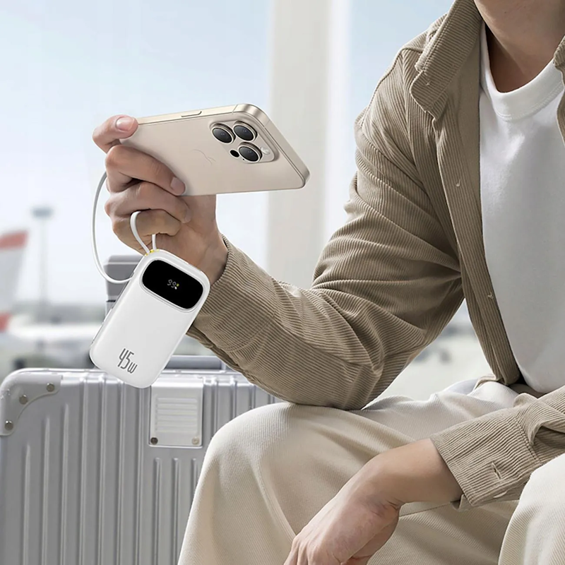 Powerbanka Baseus EnerFill FC31 Qpow 3 20000mAh, 45W, s kabelem USB-C a Lightning, bílá