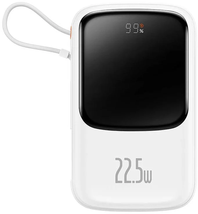 Powerbanka Baseus Qpow Pro 10000mAh, 22,5W, s kabelem USB-C, bílá