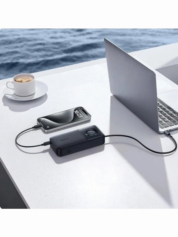 Powerbanka Baseus Free2Pull 20000mAh, 65W, s kabelem USB-C, černá