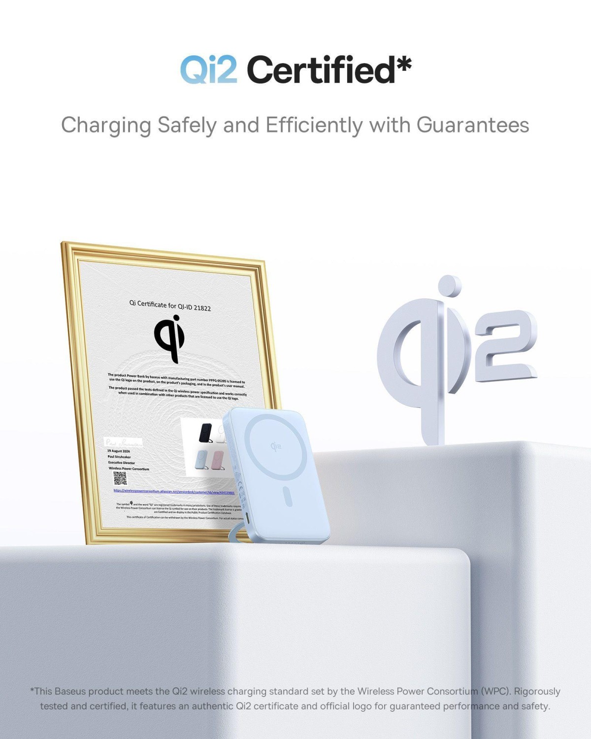 Bezdrátová powerbanka Baseus PicoGo Qi2 5000mAh, 20W, modrá