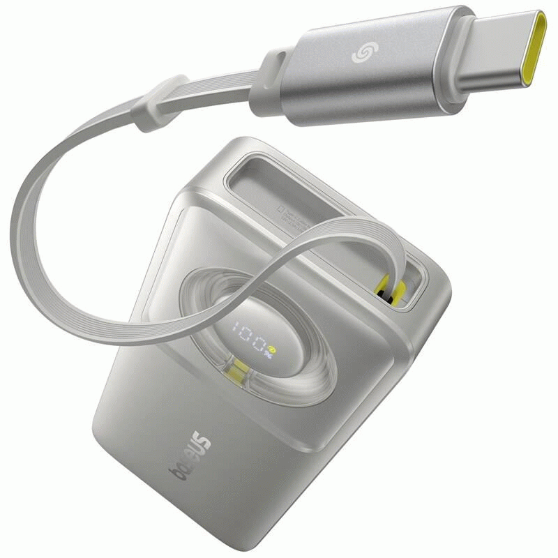 Powerbanka Baseus OS Free2Pull 10000mAh, 30W, s kabelem USB-C, šedá
