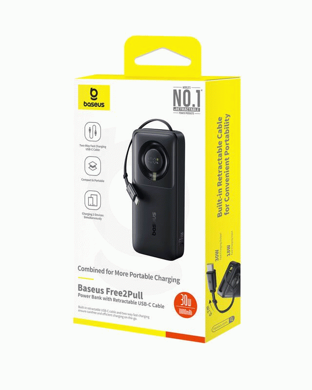 Powerbanka Baseus OS Free2Pull 10000mAh, 30W, s kabelem USB-C, černá
