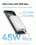 Powerbanka Baseus PicoGo 10000mAh, 45W, s kabelem USB-C, bílá