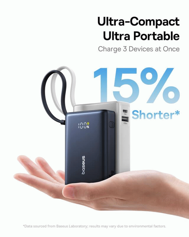 Powerbanka Baseus PicoGo 10000mAh, 45W, s kabelem USB-C, černá