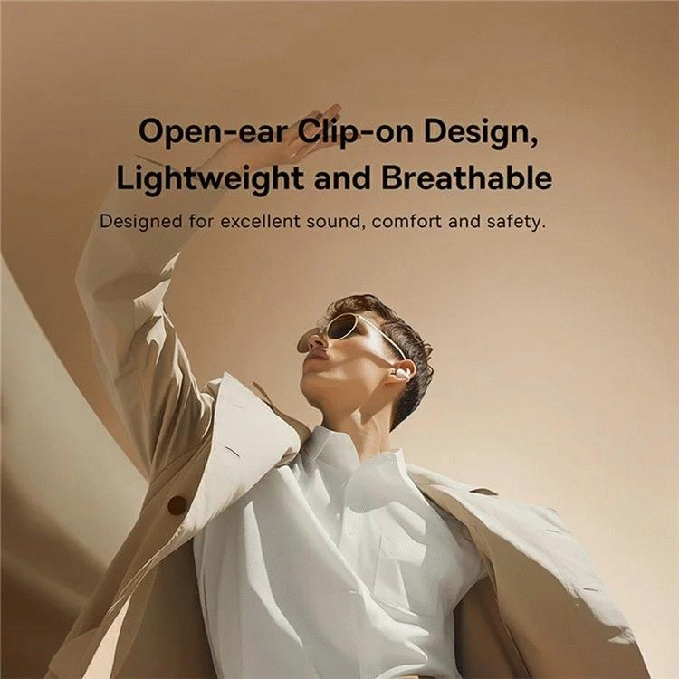 Bluetooth sluchátka Baseus Bass 15 Clip Open Ear, bílá