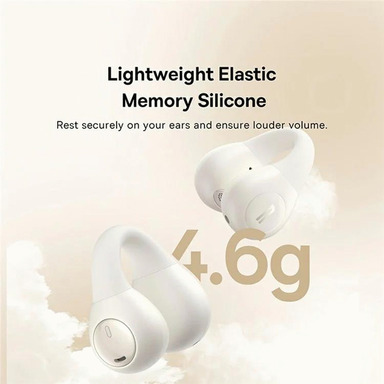 Bluetooth sluchátka Baseus Bass 15 Clip Open Ear, bílá
