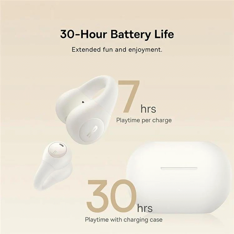 Bluetooth sluchátka Baseus Bass 15 Clip Open Ear, bílá