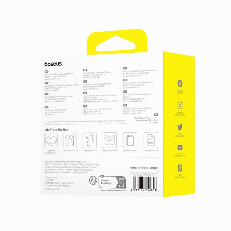 Bluetooth sluchátka Baseus Bowie E16, černá