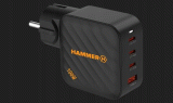 Nabíječka do sítě Hammer RapidCharge 100W, 1xUSB, 3xUSB-C, černá