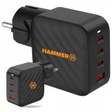 Nabíječka do sítě Hammer RapidCharge 100W, 1xUSB, 3xUSB-C, černá