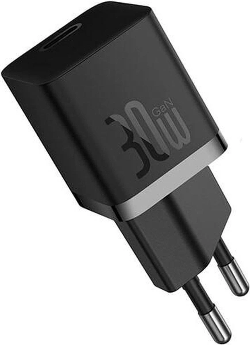 Nabíječka do sítě Baseus GaN5 30W s USB-C/USB-C kabelem 100W 1m, 1xUSB-C, černá