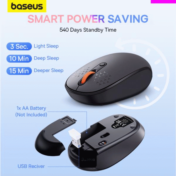 Bezdrátová myš Baseus F01B Tri-mode, šedá