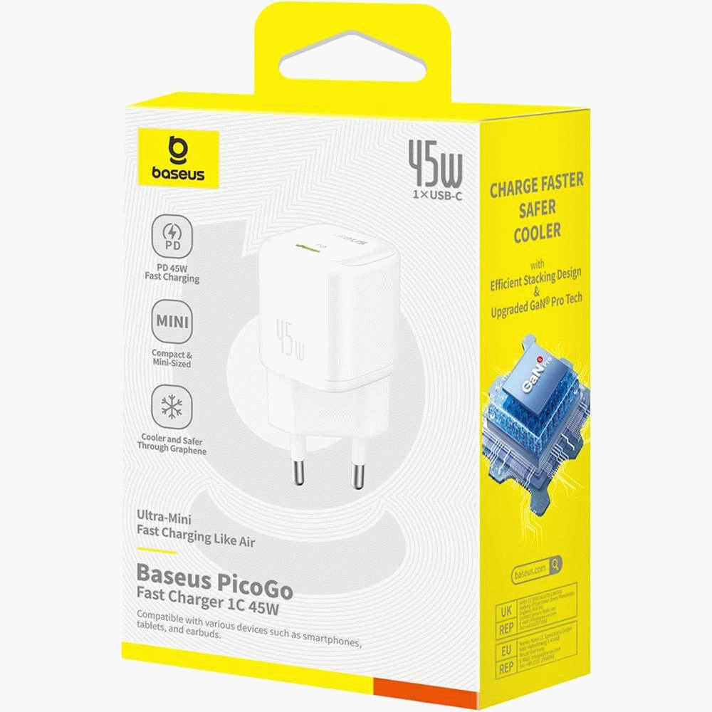 Nabíječka do sítě Baseus PicoGo 45W, 1xUSB-C, bílá