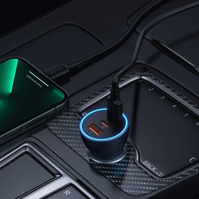 Nabíječka do auta Baseus Magic 65W 1x USB, 2x USB-C, černá
