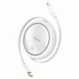 Navíjecí kabel Baseus Free2Pull USB-C/Lightning s nastavitelnou délkou až 1m 20W, bílá