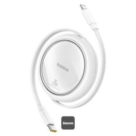 Navíjecí kabel Baseus Free2Pull USB-C/Lightning s nastavitelnou délkou až 1m 20W, bílá