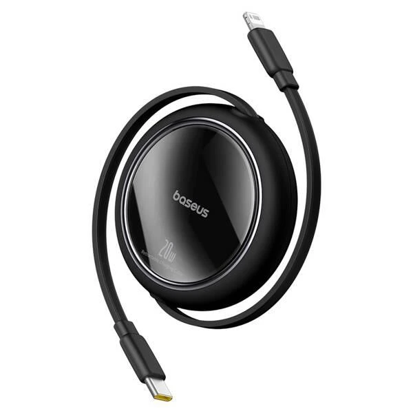Navíjecí kabel Baseus Free2Pull USB-C/Lightning s nastavitelnou délkou až 1m 20W, černá