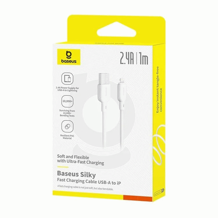 Kabel Baseus Silky USB/Lightning 1m 2.4A, bílá