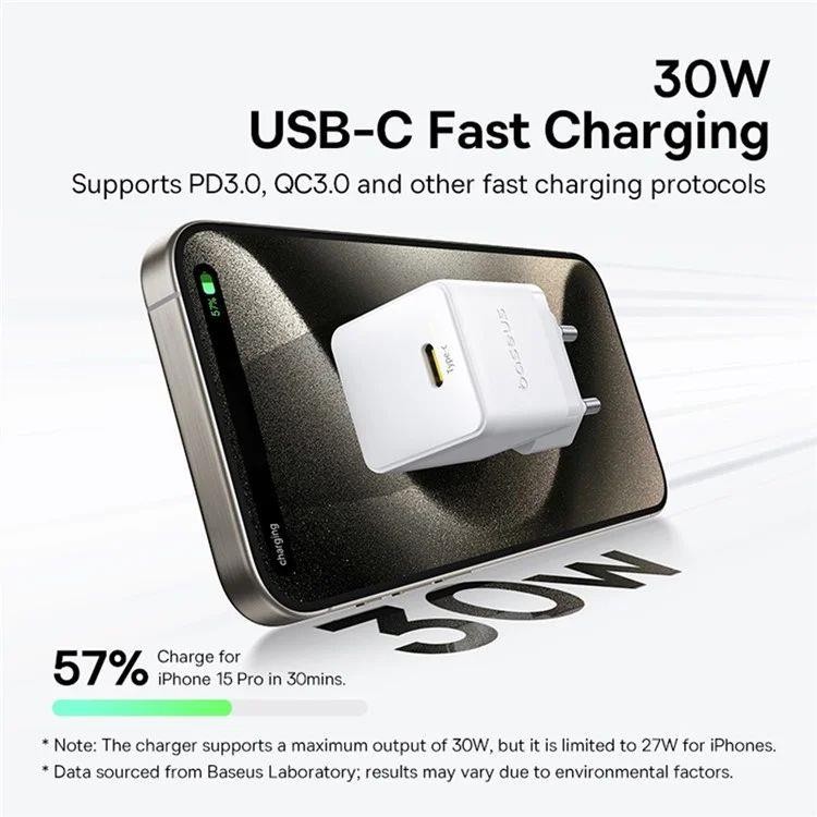 Nabíječka do sítě Baseus Palm 30W, 1xUSB-C, bílá