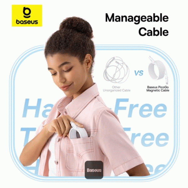 Magnetický kabel Baseus PicoGo USB-C/USB-C 1m 240W, bílá