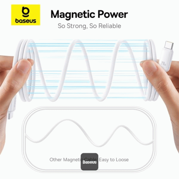 Magnetický kabel Baseus PicoGo USB-C/USB-C 1m 240W, bílá