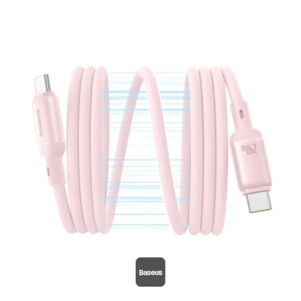 Magnetický kabel Baseus PicoGo USB-C/USB-C 1m 240W, růžová