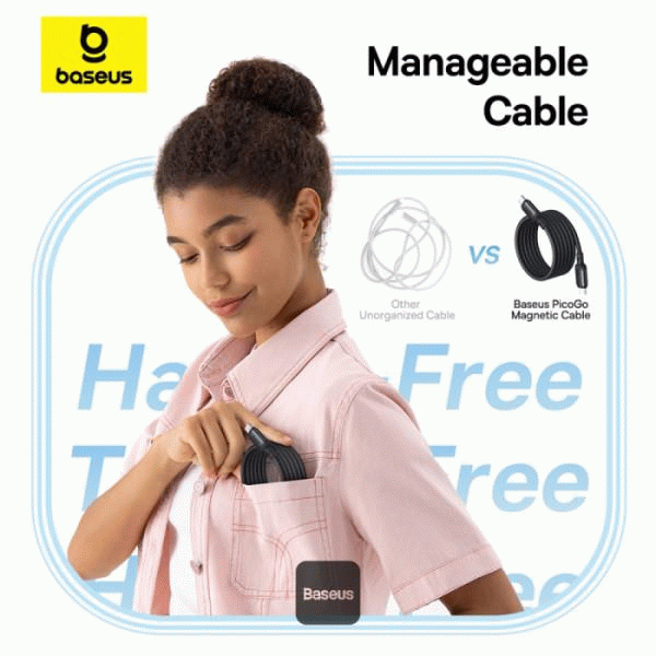 Magnetický kabel Baseus PicoGo USB-C/USB-C 1m 240W, černá