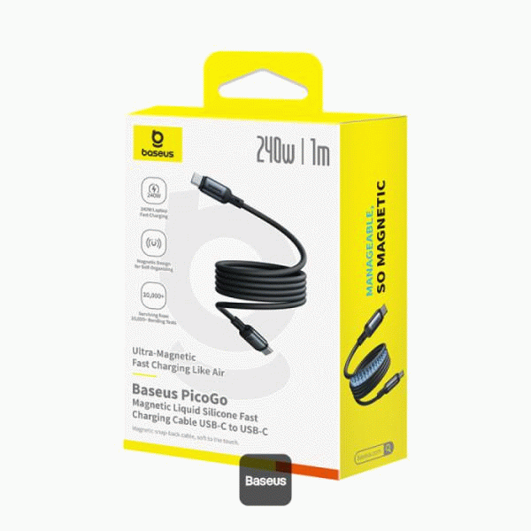 Magnetický kabel Baseus PicoGo USB-C/USB-C 1m 240W, černá
