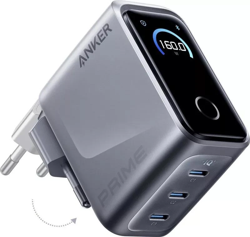 Nabíječka do sítě Anker Prime 160W, 3xUSB-C, stříbrná