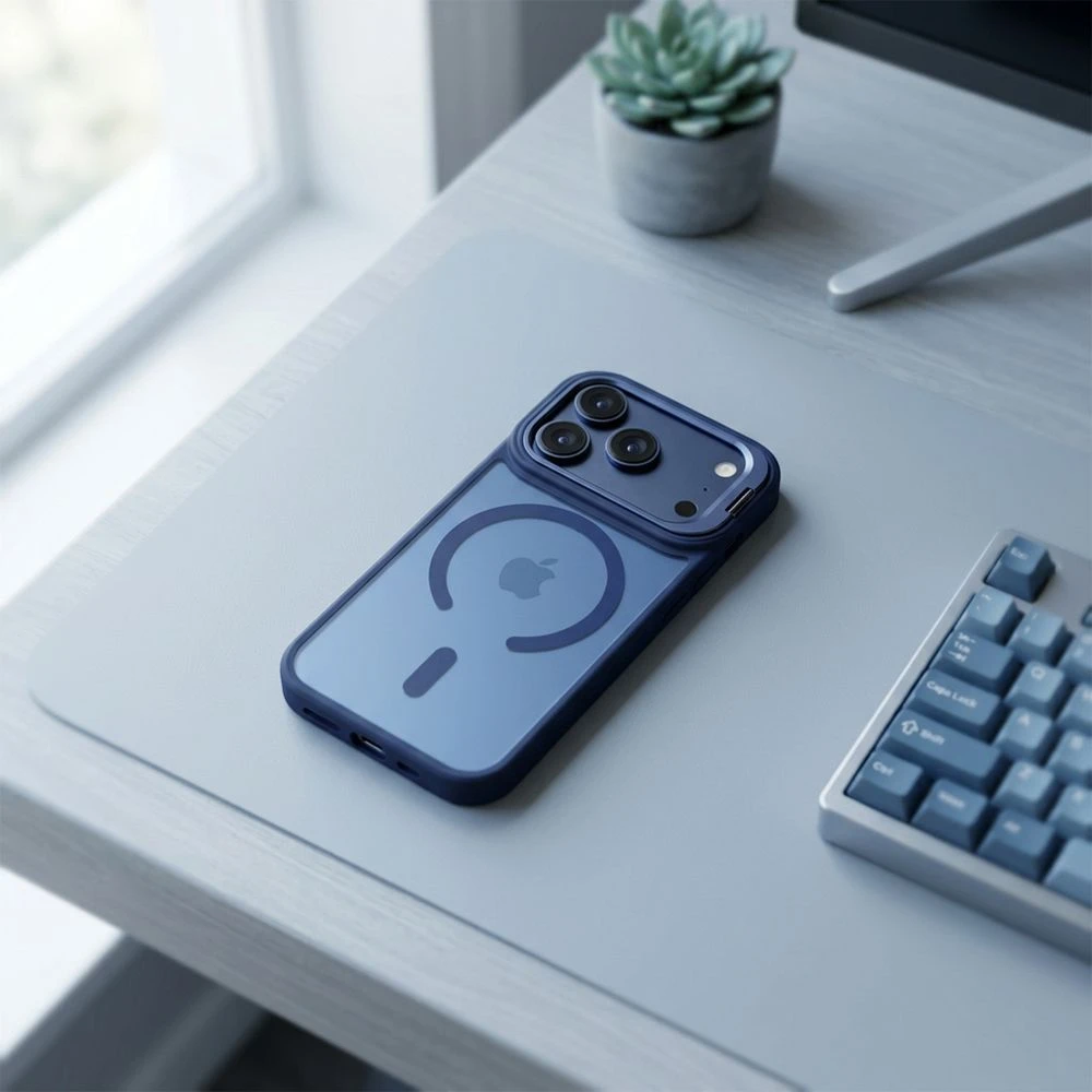 Case for iPhone 17 Pro Max / 18 Pro Max Forcell F-Protect Shadow Stand Premium compatible with MagSafe navy blue