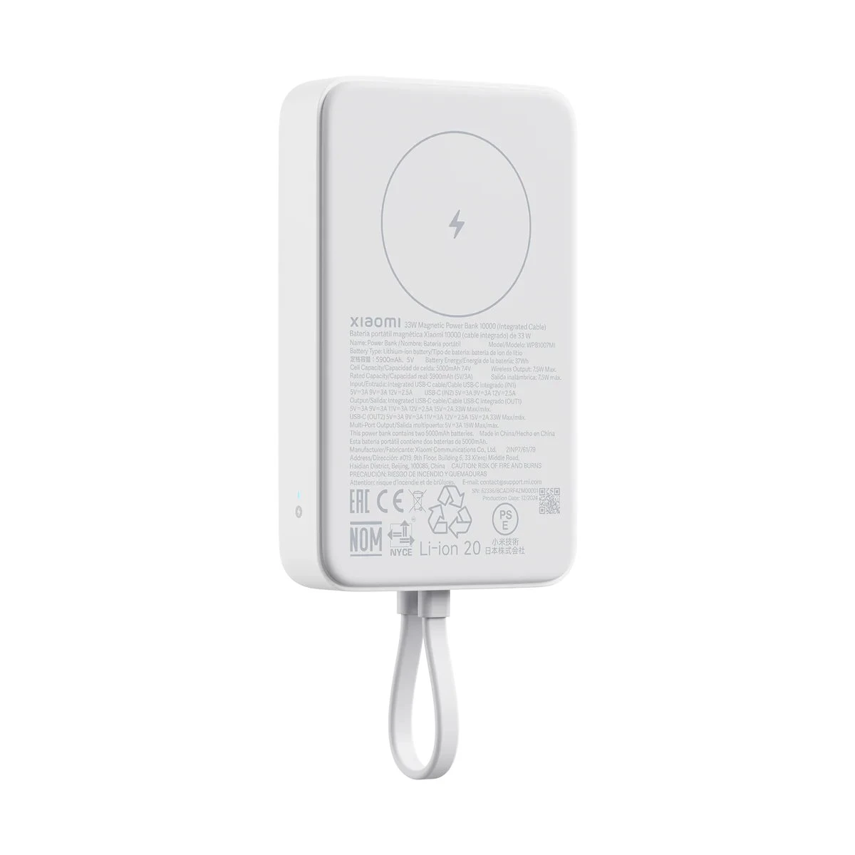 Xiaomi Magnetická Powerbanka 33W 10000mAh s Integrovaným USB-C Kabelem White
