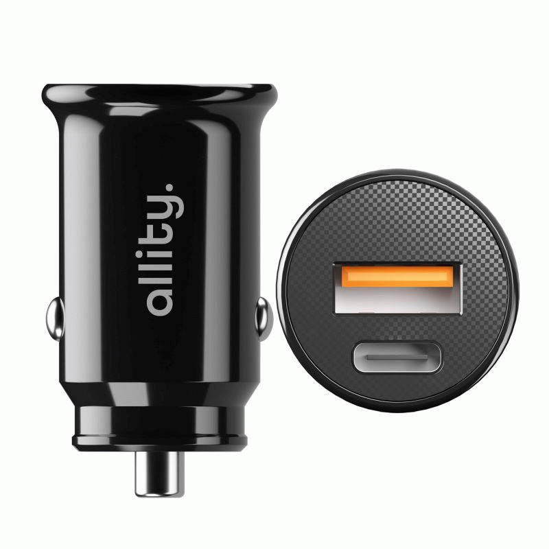 Nabíječka do auta Allity ACC-100-30WAC 30W 1xUSB, 1xUSB-C, černá