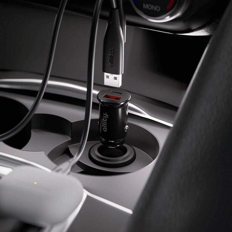 Nabíječka do auta Allity ACC-100-30WAC 30W 1xUSB, 1xUSB-C, černá