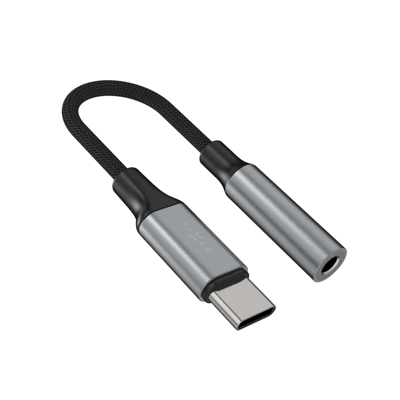 Redukce z hliníku FIXED Link USB-C na 3,5mm jack, space gray
