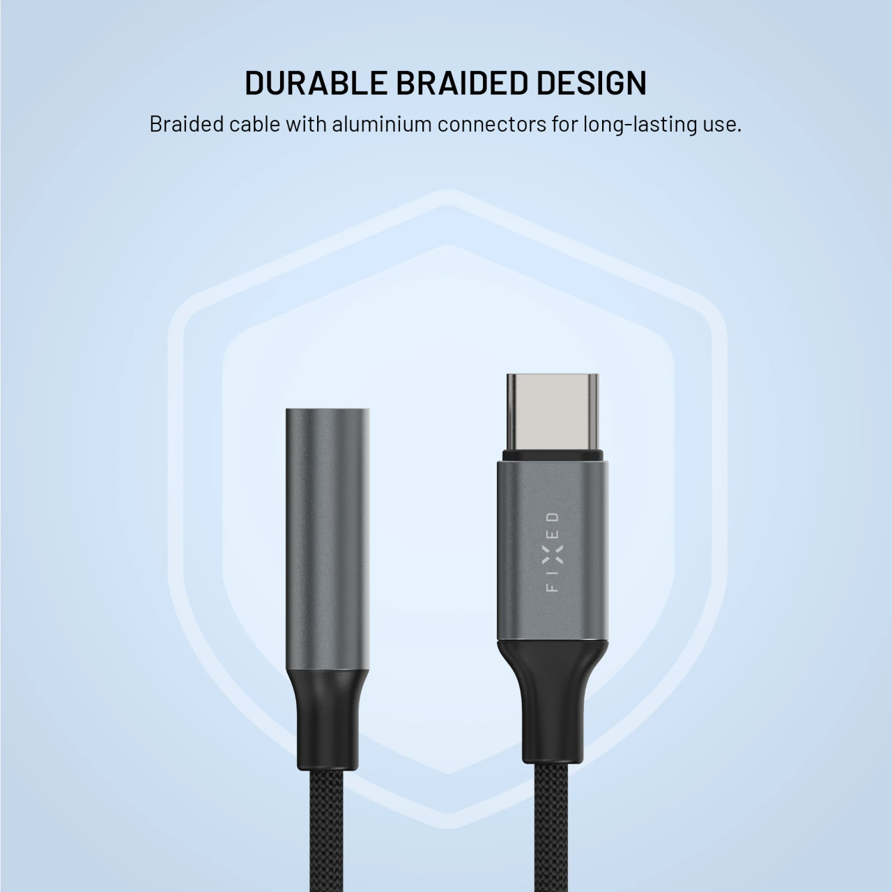 Redukce z hliníku FIXED Link USB-C na 3,5mm jack, space gray