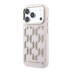 Zadní kryt Karl Lagerfeld PU Perforated Monogram MagSafe pro Apple iPhone 17 Pro Max, růžová