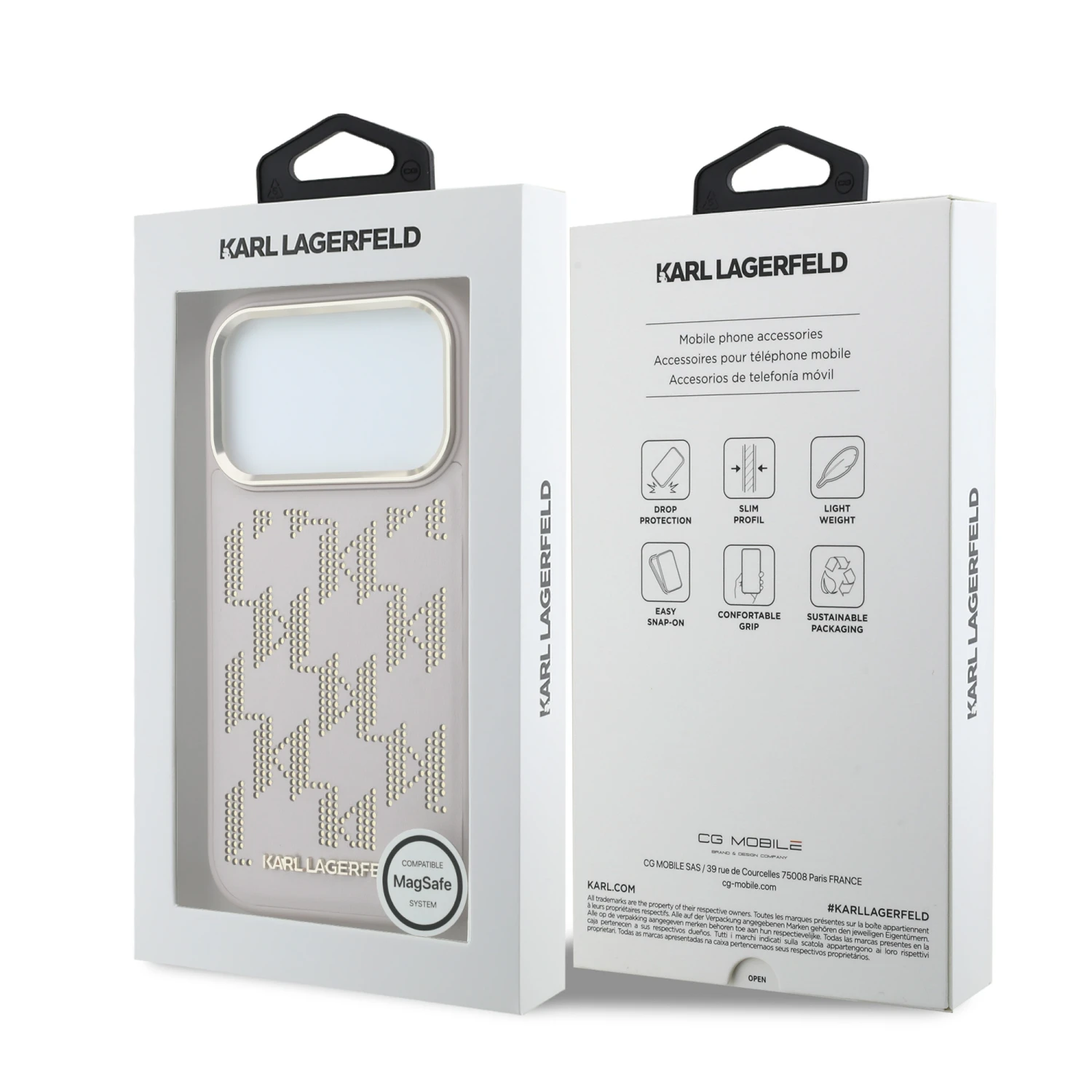 Karl Lagerfeld PU Perforated Monogram MagSafe Zadní Kryt pro iPhone 17 Pro Max Pink