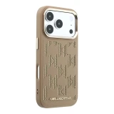 Karl Lagerfeld PU Perforated Monogram MagSafe Zadní Kryt pro iPhone 17 Pro Max Beige