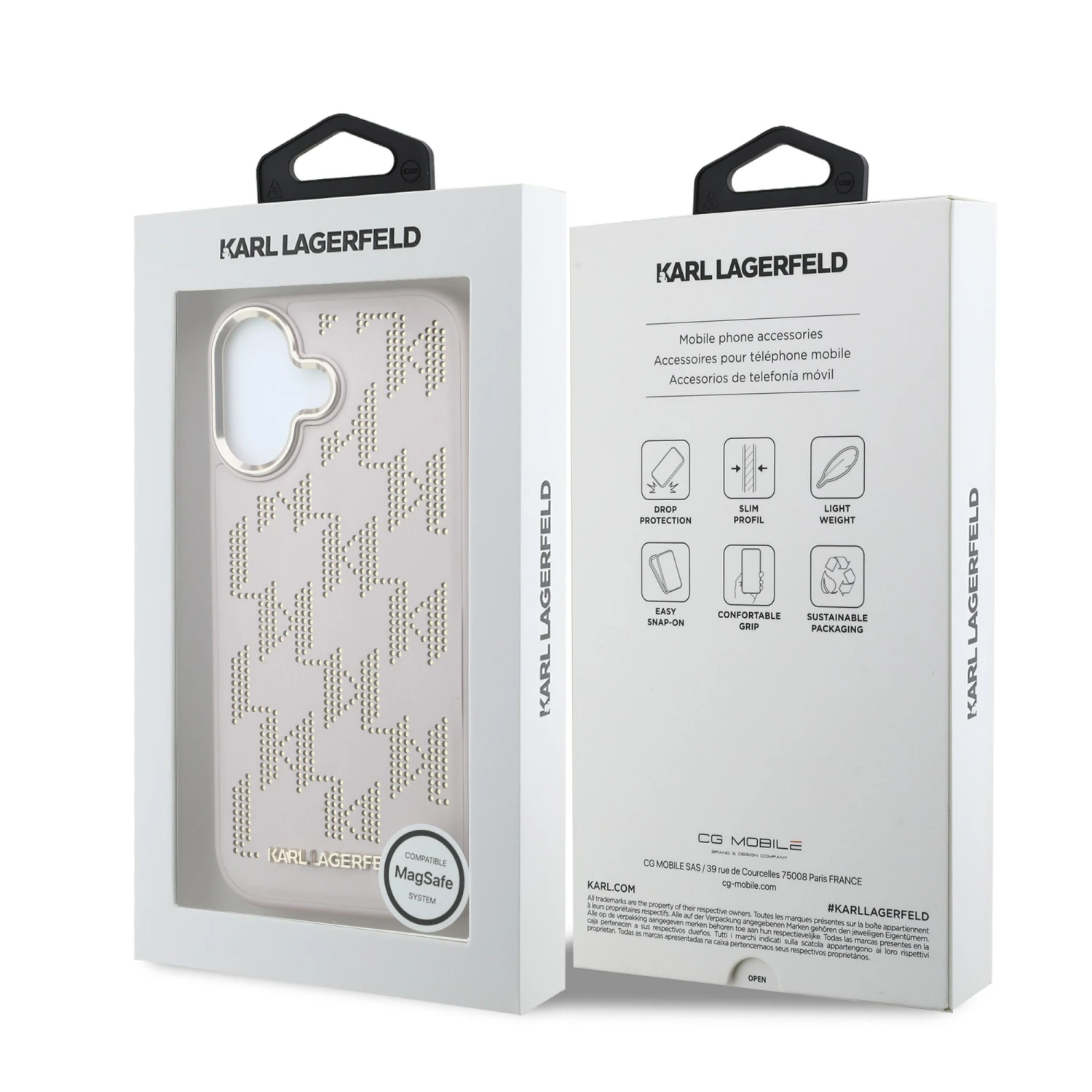 Karl Lagerfeld PU Perforated Monogram MagSafe Zadní Kryt pro iPhone 17 Pink