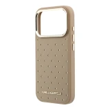 Karl Lagerfeld PU Perforated Gold Dots MagSafe Zadní Kryt pro iPhone 17 Pro Max Beige
