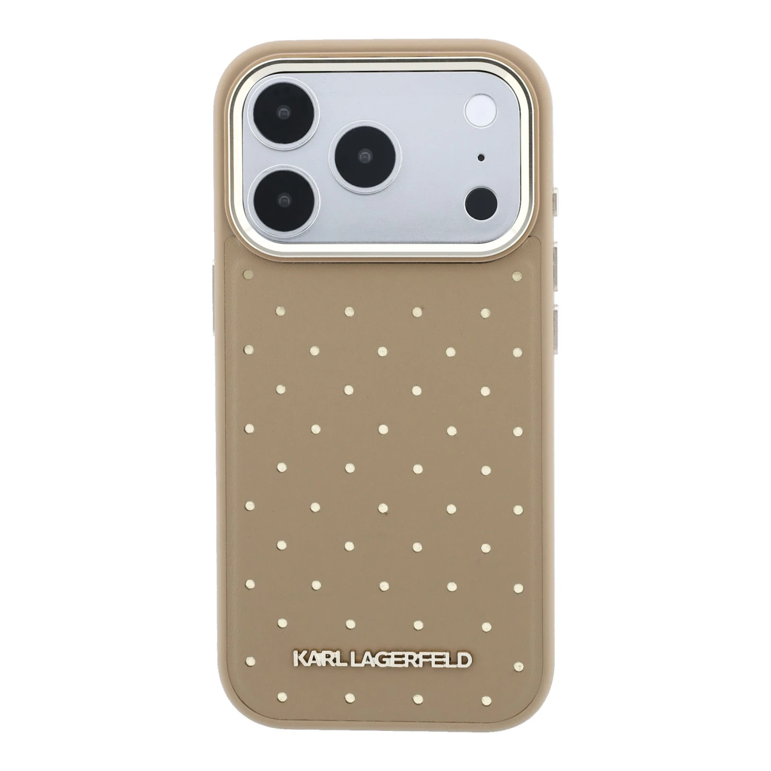 Karl Lagerfeld PU Perforated Gold Dots MagSafe Zadní Kryt pro iPhone 17 Pro Max Beige