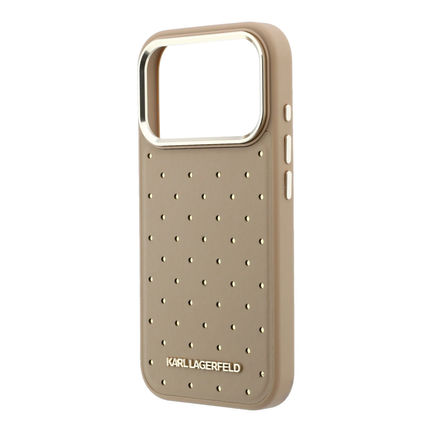 Karl Lagerfeld PU Perforated Gold Dots MagSafe Zadní Kryt pro iPhone 17 Pro Max Beige