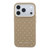 Karl Lagerfeld PU Perforated Gold Dots MagSafe Zadní Kryt pro iPhone 17 Pro Beige