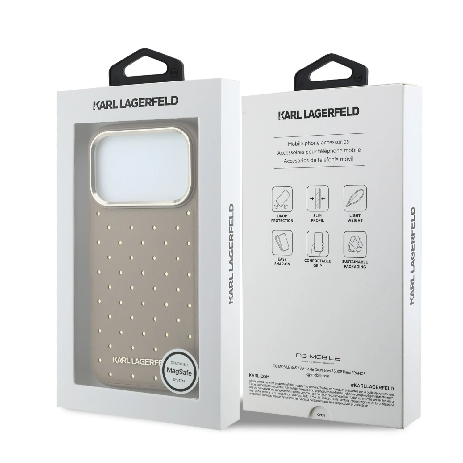 Karl Lagerfeld PU Perforated Gold Dots MagSafe Zadní Kryt pro iPhone 17 Pro Beige