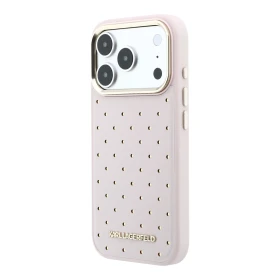 Zadní kryt Karl Lagerfeld PU Perforated Gold Dots MagSafe pro Apple iPhone 17 Pro Max, růžová