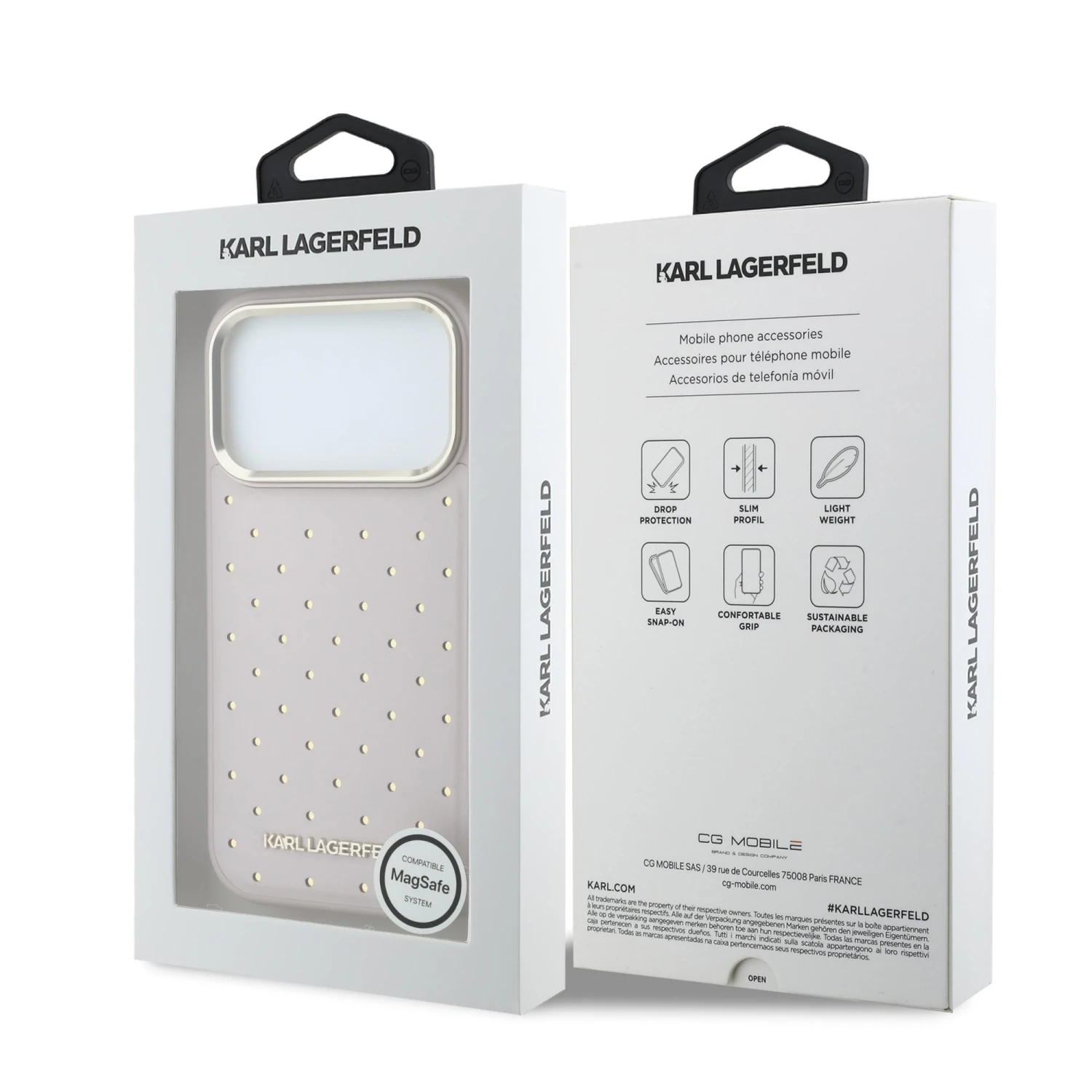Karl Lagerfeld PU Perforated Gold Dots MagSafe Zadní Kryt pro iPhone 17 Pro Max Pink
