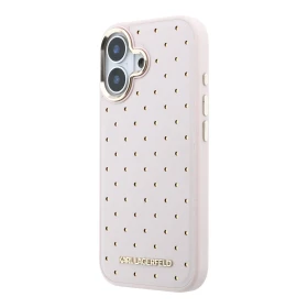Zadní kryt Karl Lagerfeld PU Perforated Gold Dots MagSafe pro Apple iPhone 17, růžová