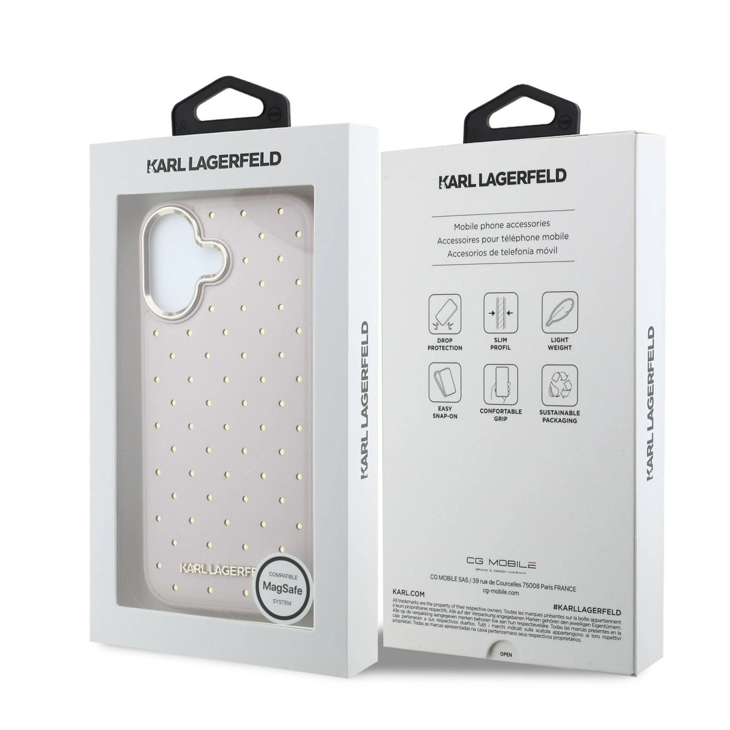 Karl Lagerfeld PU Perforated Gold Dots MagSafe Zadní Kryt pro iPhone 17 Pink