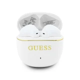Guess Gold Line Glossy Classic Logo TWS Bezdrátová Sluchátka White