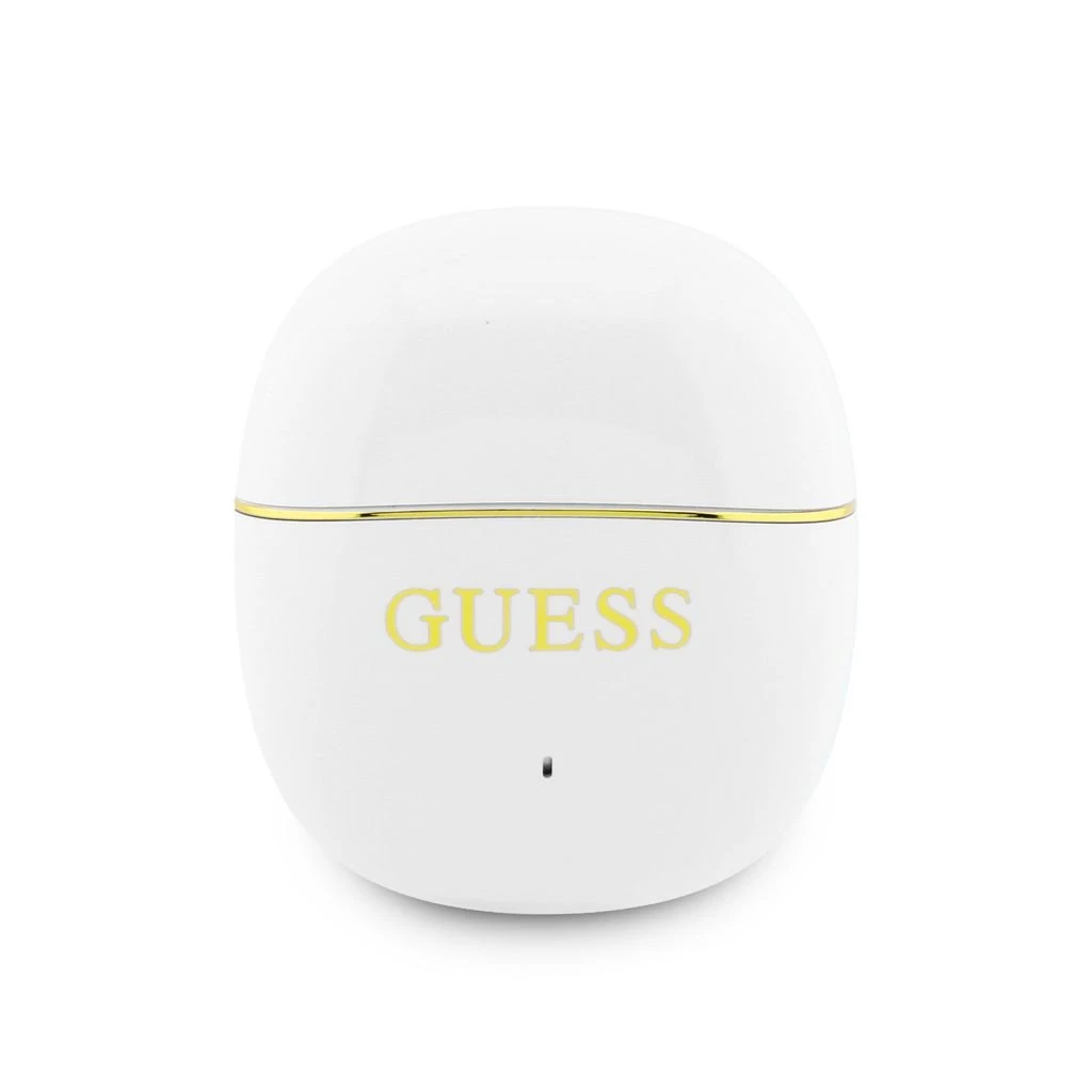 Guess Gold Line Glossy Classic Logo TWS Bezdrátová Sluchátka White